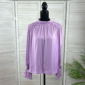 TCEC Lavender Poet Sleeve Blouse Top Large